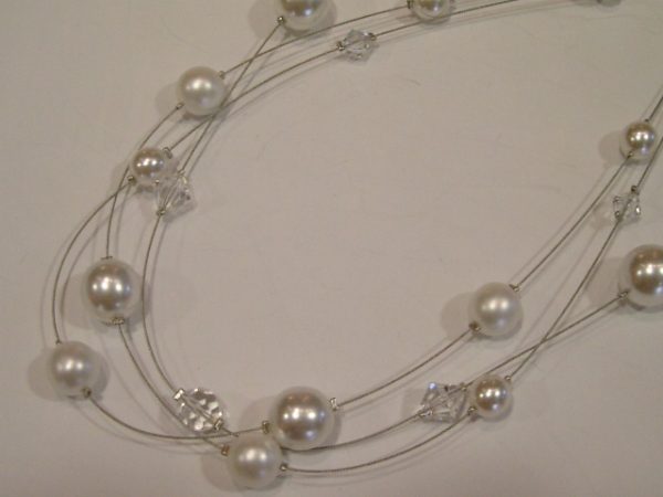 3873SH0w Halskette weiße Perlen