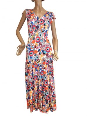 7833WK9 Kleid Gr 44 rot-bunt