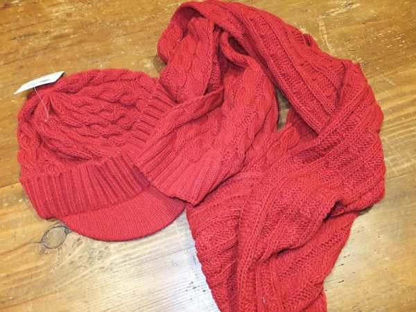 3784PK0 Set Mütze Schal rot