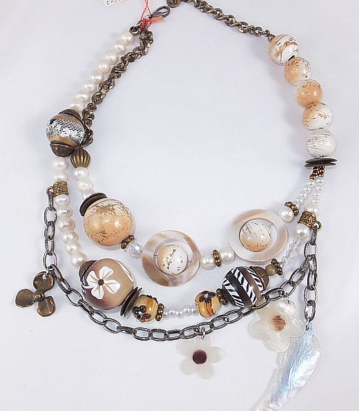 2191FH7 Halskette von Sari, braun-weiß