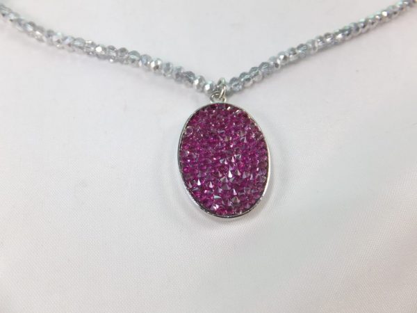 8123PH9 Halskette pink mit hochwertigen Glaskristallen