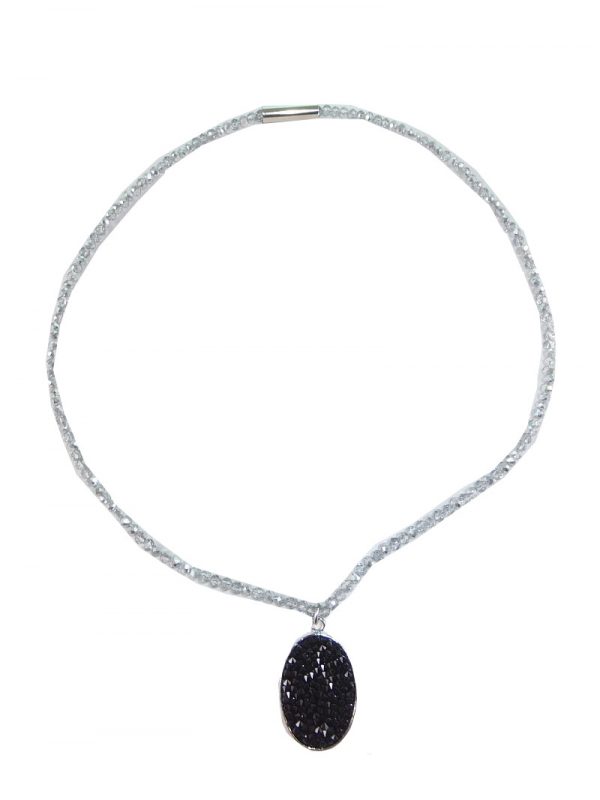 8121PH9 Halskette schwarz mit hochwertigen Glaskristallen