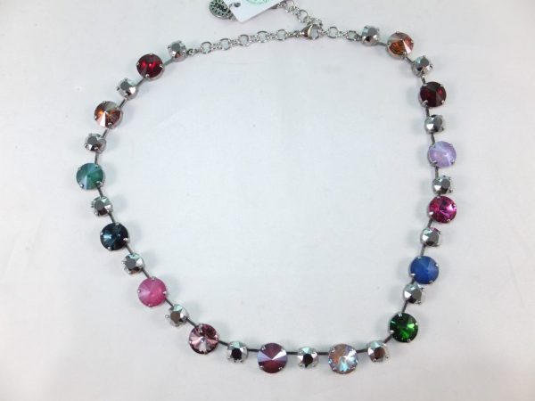 8106PH9 Halskette mit hochwertigen Glaskristallen dunkelbunt