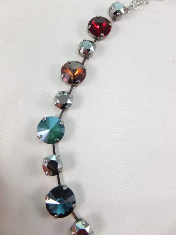 8106PH9 Halskette mit hochwertigen Glaskristallen dunkelbunt