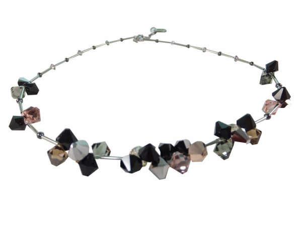 8109PH9 Halskette mit hochwertigen Glaskristallen braun-schwarz