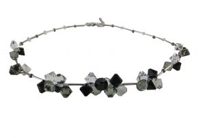 8161PH0 Halskette schwarz-weiß mit hochwertigen Glaskristallen