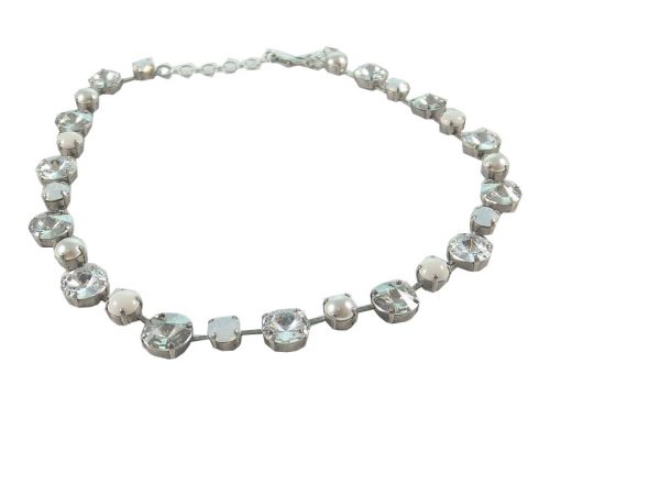 7238PH8D Halskette mit hochwertigen Glaskristallen hell-weiß