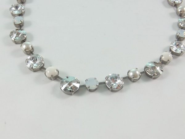 7238PH8D Halskette mit hochwertigen Glaskristallen hell-weiß