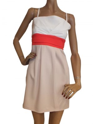 7302BK8 Kleid weiß-rose-rot Gr 36 und 38 7302BK8 Kleid weiß-rose-rot Gr 36 und 38
