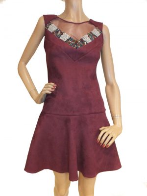 7518BK8 Kleid bordeaux Gr 34