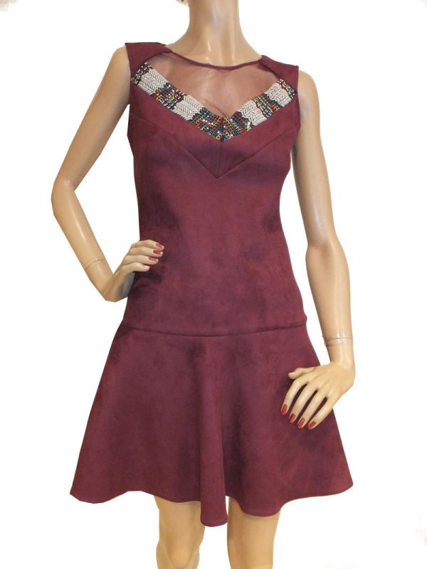 7518BK8 Kleid bordeaux Gr 38