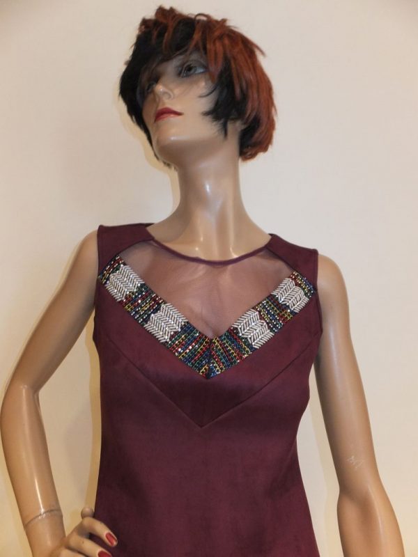 7518BK8 kleid bordeaux Gr 34 u 38