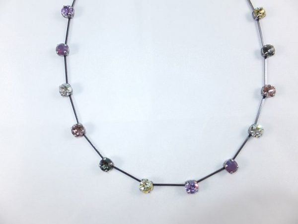3025PH4A Halskette violett-gelb-rose-grau
