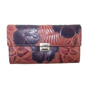 10041DG5A  große déqua G9 Unikat Geldbörse Blume rötlich-violett