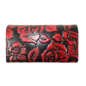 10041DG5B  große déqua G9 Unikat Geldbörse Rose rot-schwarz