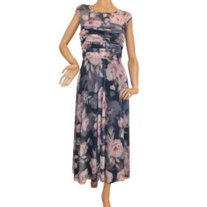 10068SK6 Maxi Swing Kleid Blumen blau Gr 38, 40 u 42 10068SK6 Maxi Swing Kleid Blumen blau Gr 38, 40 u 42