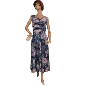10068SK6 Maxi Swing Kleid Blumen blau Gr 38, 40 u 42 10068SK6 Maxi Swing Kleid Blumen blau Gr 38, 40 u 42