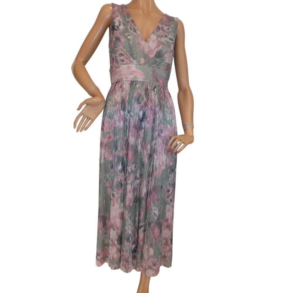 10066SK6 Maxi Swing Kleid grün-pink Gr 38, 40 u 42 10066SK6 Maxi Swing Kleid grün-pink Gr 38, 40 u 42