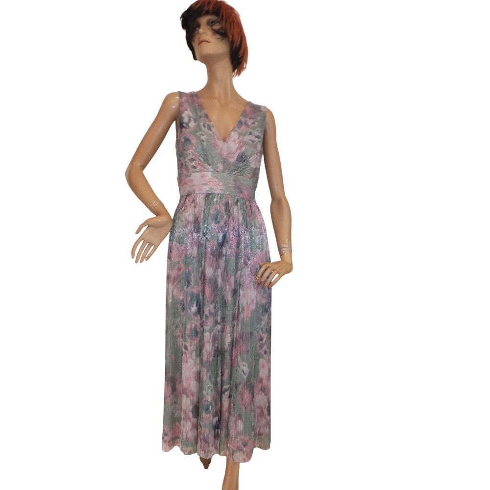 10066SK6 Maxi Swing Kleid grün-pink Gr 38, 40 u 42 10066SK6 Maxi Swing Kleid grün-pink Gr 38, 40 u 42