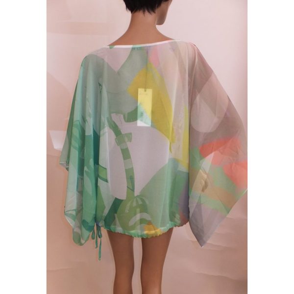 8819WB2 Missy Poncho-Bluse grün-bunt Gr 36-44