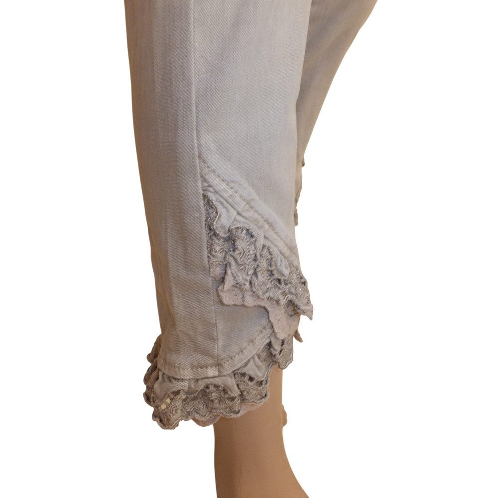 10091OJ6 verzierte Jeanshose taupe Gr 36, 38, 40 u 42 10091OJ6 verzierte Jeanshose taupe Gr 36, 38, 40 u 42