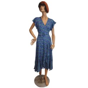 10121LK6 Lalamour Wickelkleid lang blau Gr 36 u 38 10121LK6 Lalamour Wickelkleid lang blau Gr 36 u 38