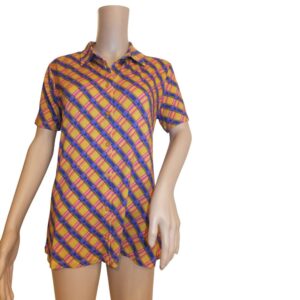 10118LB6 Lalamour Bluse ocker-violett pink Gr 38 u 40