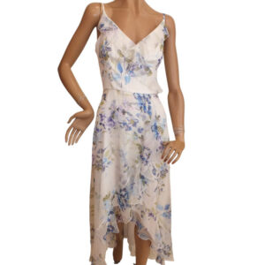 10126SK6 Swing Vokohila Kleid creme-blau-grün Gr 36, 38 u 42