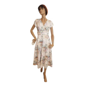 10133SK6 Swing Maxi Kleid creme-bunt Gr 36 u 38