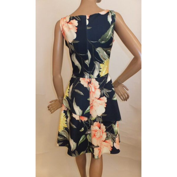 8866SK2 Swing Kleid Blumen blau-gelb Gr 36