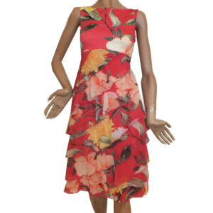 8879SK2 Swing Kleid rot-bunt Blumen Gr 34