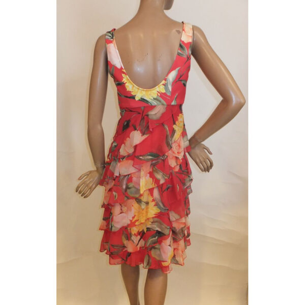 8879SK2 Swing Kleid rot-bunt Blumen Gr 34