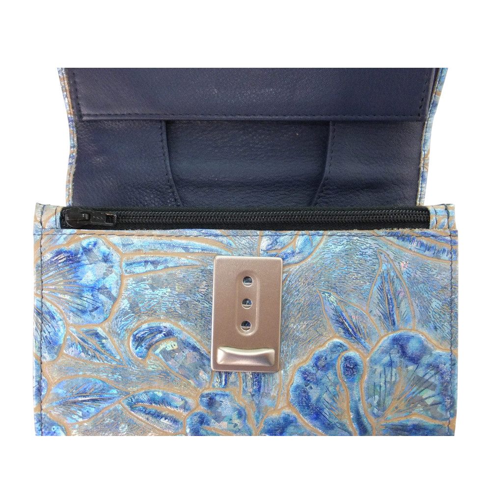 10138DG6 déqua G8 Geldbörse Unikat Blume metallic hellblau 10138DG6 déqua G8 Geldbörse Unikat Blume metallic hellblau
