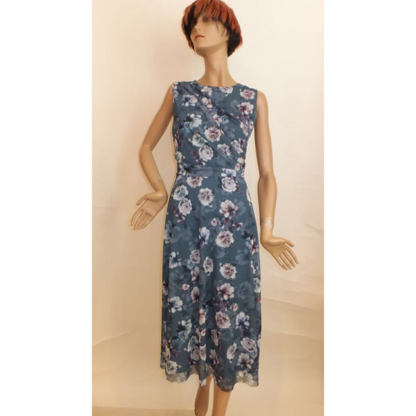 9038SK3 Swing Kleid blaue Blumen Gr 38