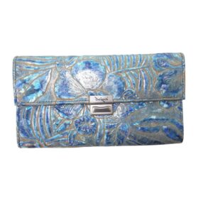 10139DG6 große déqua G9 Unikat Geldbörse Blume metallic-hellblau 10139DG6 große déqua G9 Unikat Geldbörse Blume metallic-hellblau