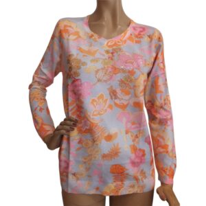 10165MP6 Pulli Missy hellblau-orange-rose Gr 36, 38 und 40 10165MP6 Pulli Missy hellblau-orange-rose Gr 36, 38 und 40