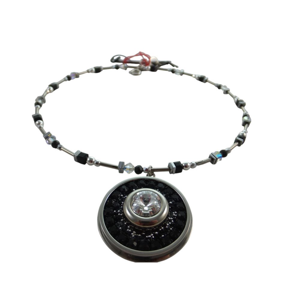 10173LH6 Langani Halskette Medallion silber-schwarz 10173LH6 Langani Halskette Medallion silber-schwarz