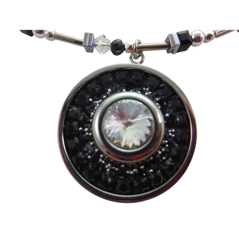 10173LH6 Langani Halskette Medallion silber-schwarz 10173LH6 Langani Halskette Medallion silber-schwarz