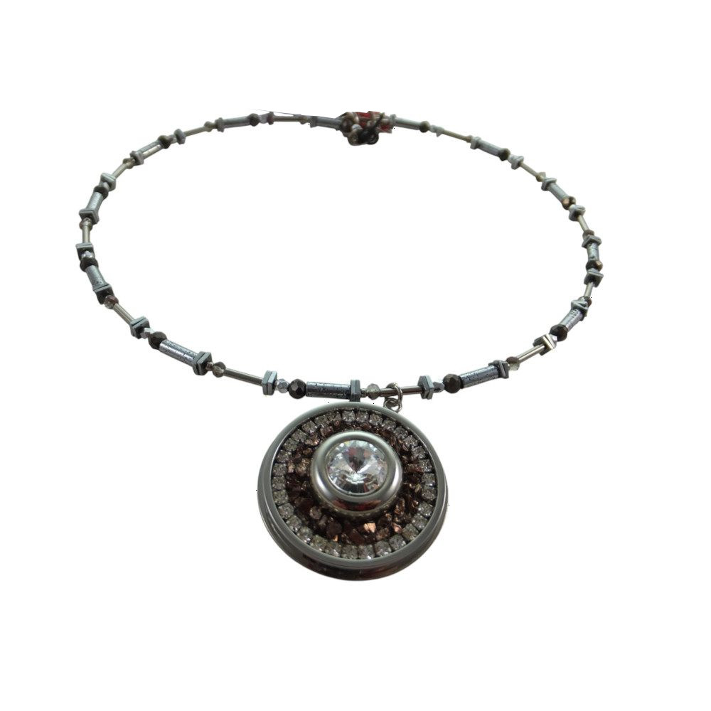 10174LH6 Langani Halskette Medallion silber-braun 10174LH6 Langani Halskette Medallion silber-braun