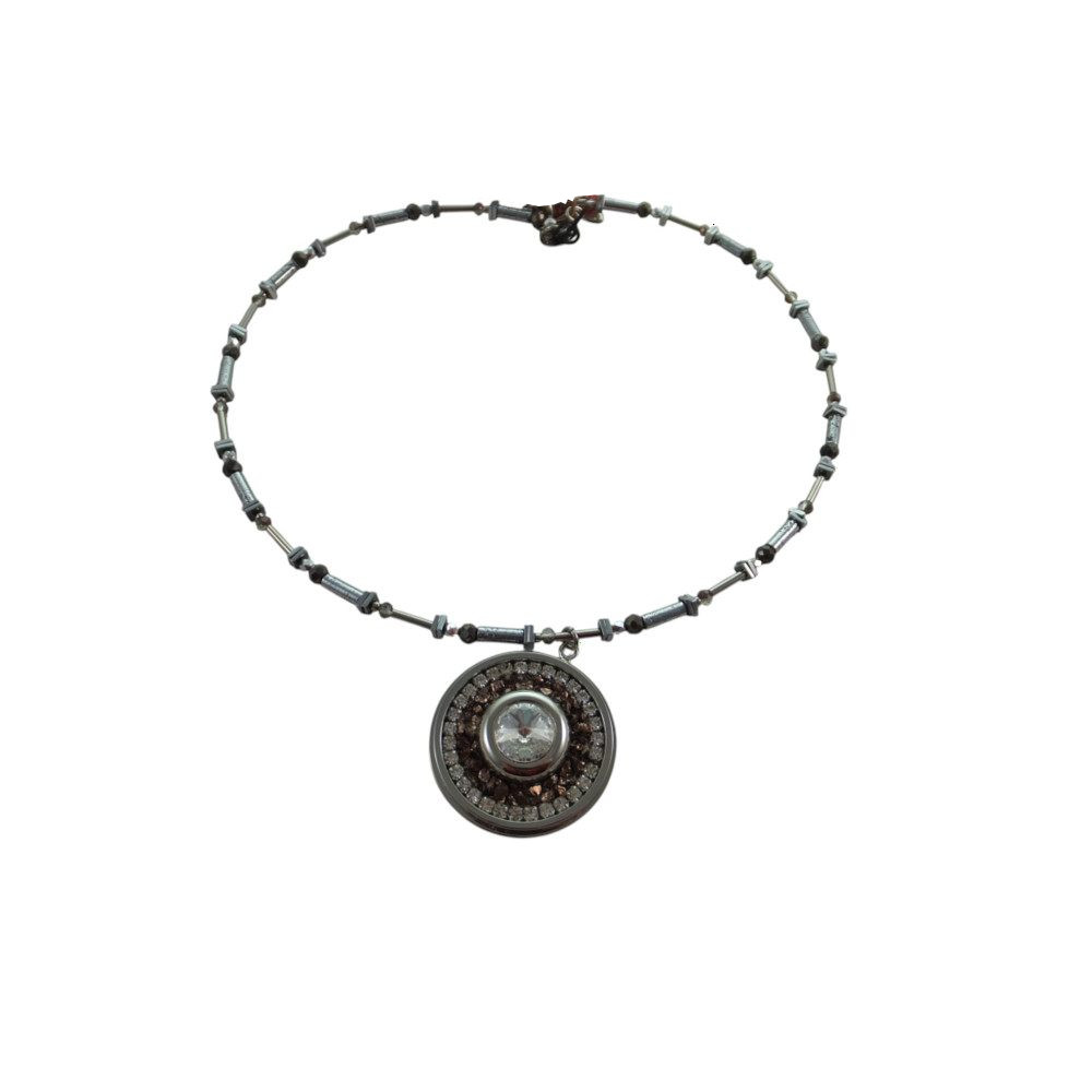 10174LH6 Langani Halskette Medallion silber-braun 10174LH6 Langani Halskette Medallion silber-braun