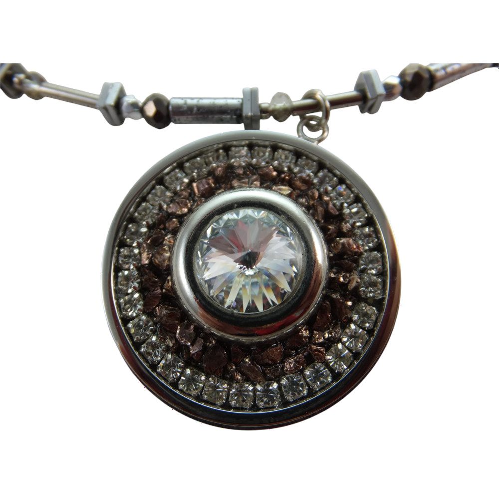 10174LH6 Langani Halskette Medallion silber-braun 10174LH6 Langani Halskette Medallion silber-braun