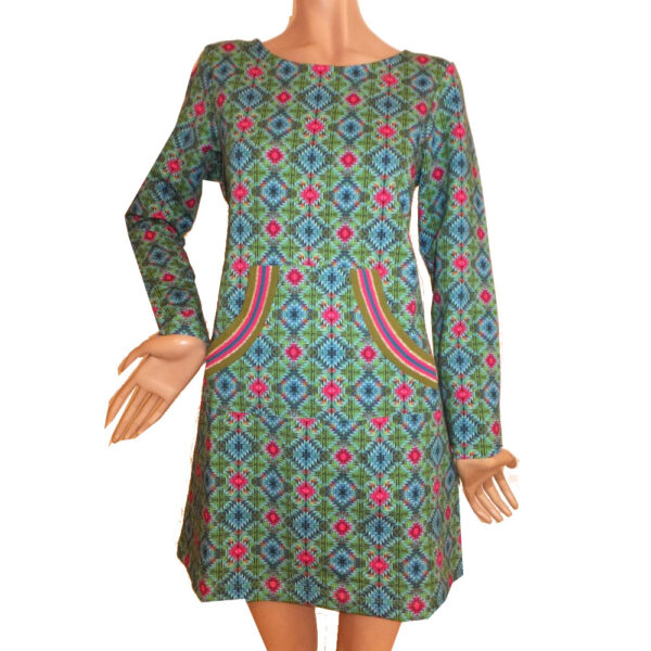 8967LK2 Lalamour Kleid grün-petrol-pink Gr 36, 38 u 40