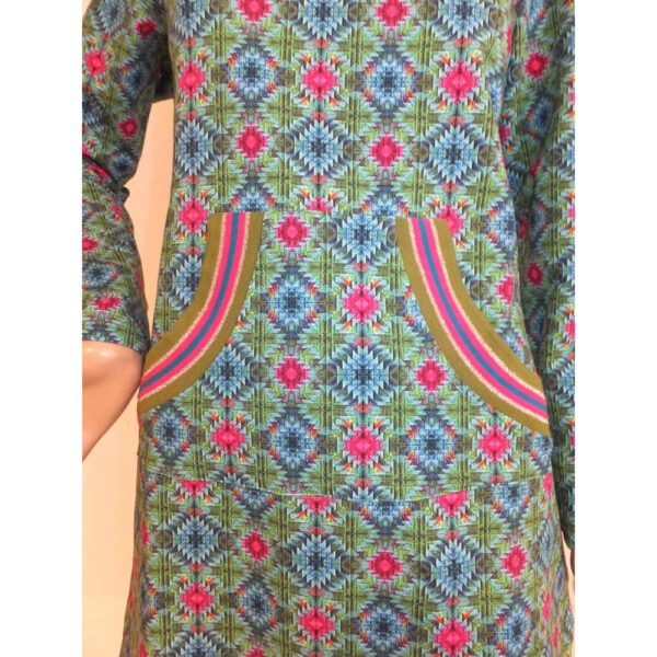 8967LK2 Lalamour Kleid grün-petrol-pink Gr 36, 38 u 40