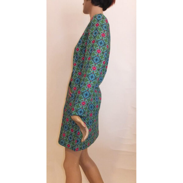 8967LK2 Lalamour Kleid grün-petrol-pink Gr 36, 38 u 40