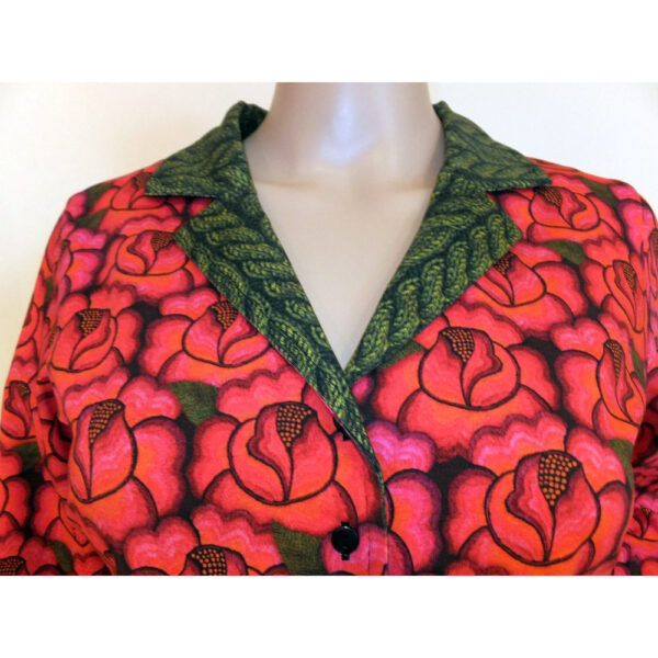 8973LB2 Bluse Lalamour grün-rot Blumen Gr 38 u 42