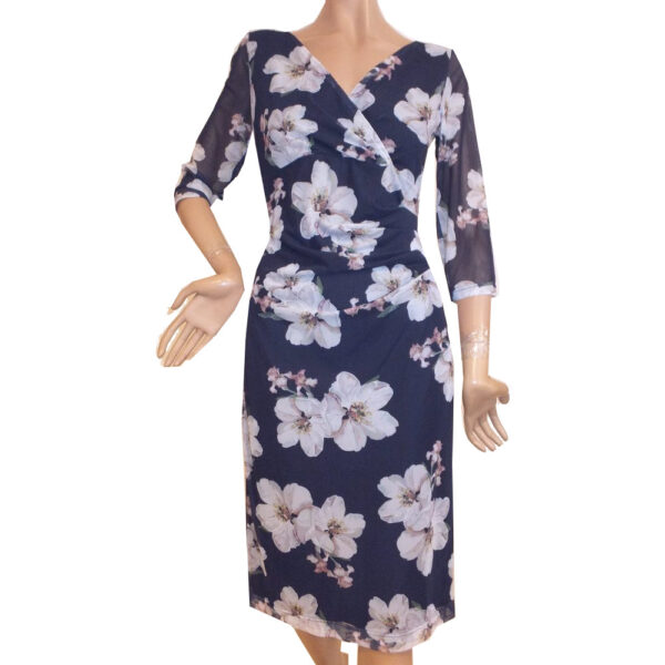 9042SK3 Swing Kleid Langarm Blumen Gr 42