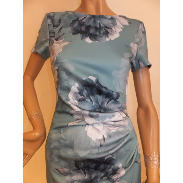 9087SK3 Swing Kleid Blumen türkis Gr 34, 38 u 42