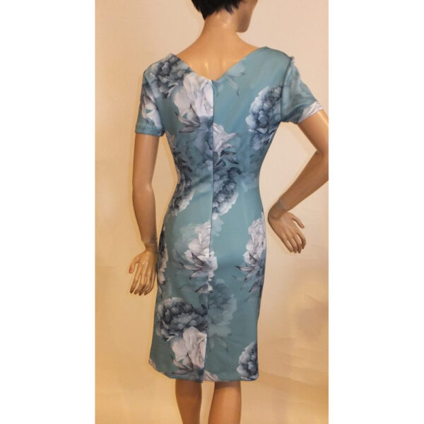 9087SK3 Swing Kleid Blumen türkis Gr 34, 38 u 42