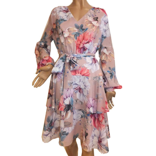 9091SK3 Swing Kleid rose Blumen Gr 36 u 40