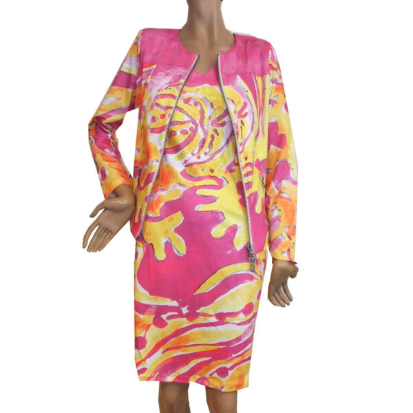 9101MK3 Missy Kleid gelb-pink Gr 38